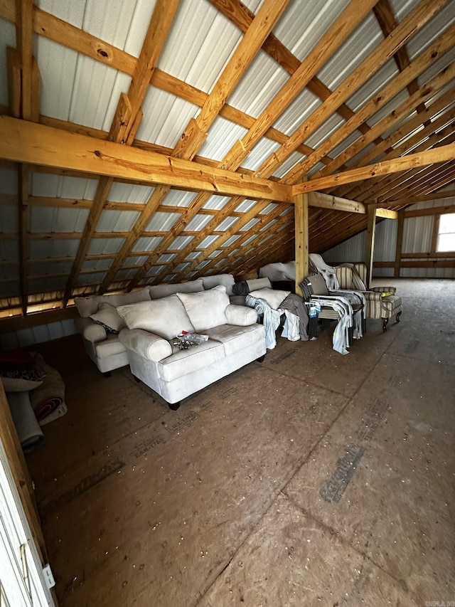 view of unfinished attic