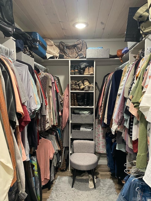 spacious closet with wood finished floors