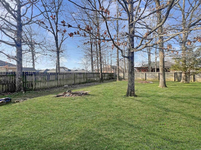 view of yard featuring a fenced backyard