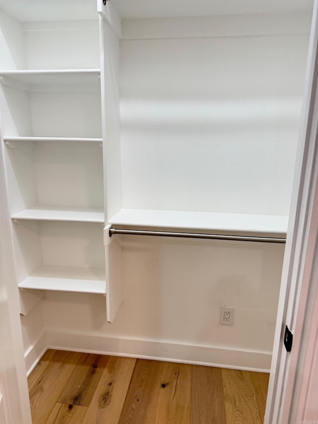 walk in closet featuring wood-type flooring