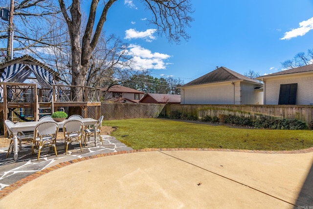 view of yard with a patio area and fence