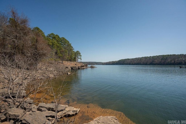 water view featuring a forest view