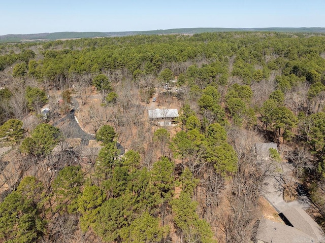 drone / aerial view featuring a view of trees