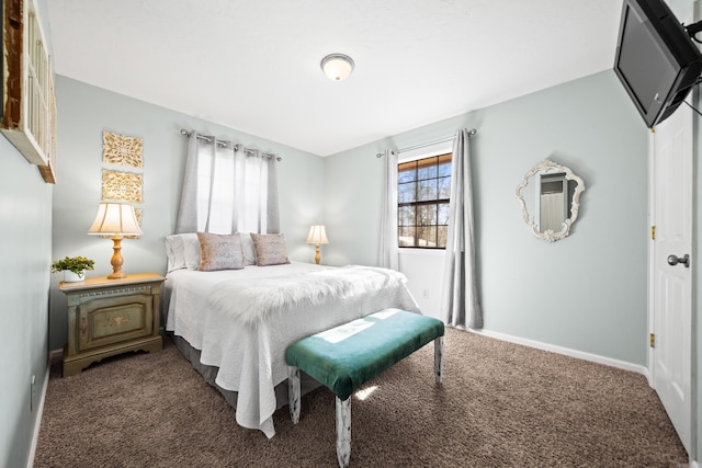 bedroom with baseboards and carpet floors