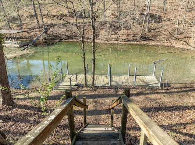 view of dock featuring a water view