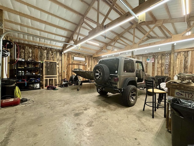 garage with metal wall