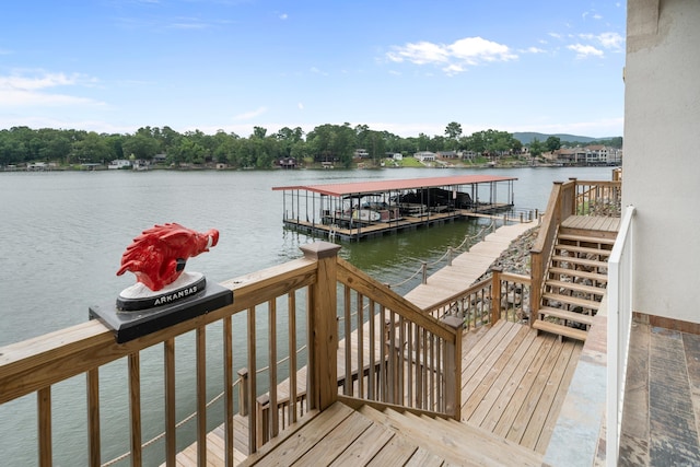 view of dock featuring a water view