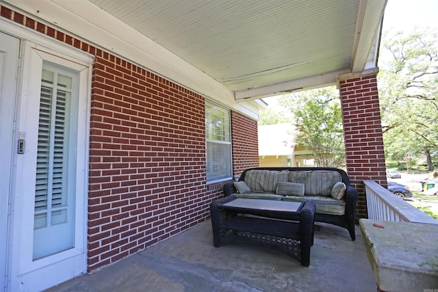 view of patio / terrace featuring a porch and an outdoor hangout area