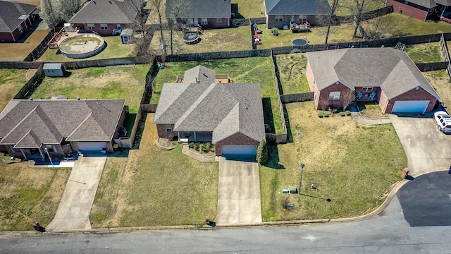 drone / aerial view with a residential view