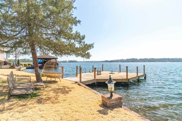 dock area featuring a water view