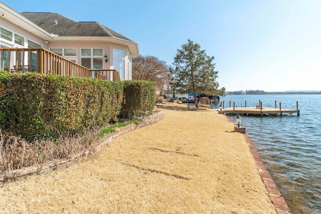 view of dock featuring a water view