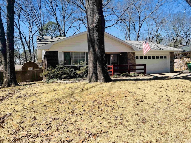 single story home with an attached garage