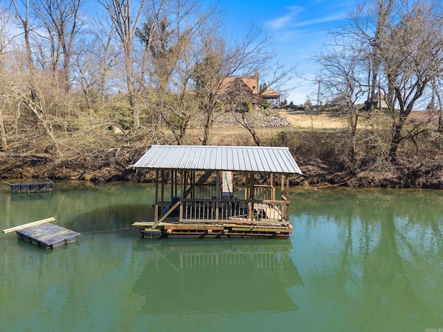 view of dock featuring a water view