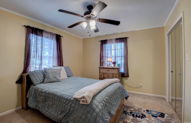 106 Pine Forest Ln, Fordyce, AR 71742 - carpeted bedroom with baseboards, a ceiling fan, and crown molding