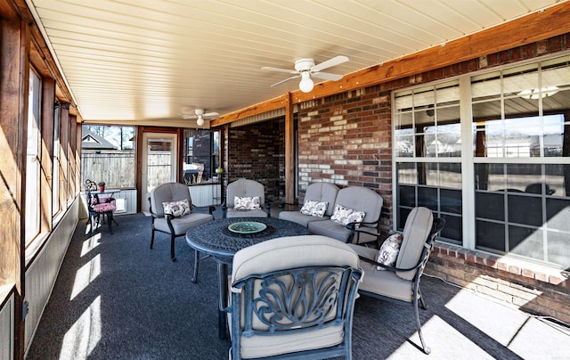 245 Fourwinds Dr, Conway, AR 72034 - sunroom featuring a ceiling fan