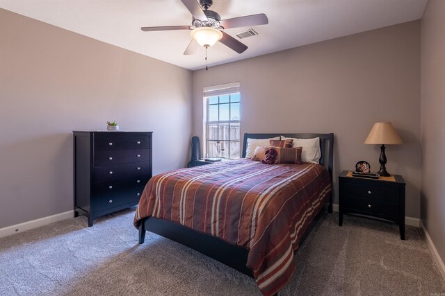 245 Fourwinds Dr, Conway, AR 72034 - carpeted bedroom featuring visible vents, baseboards, and ceiling fan