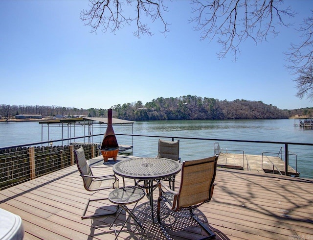 dock area featuring a water view