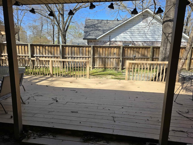 deck featuring fence