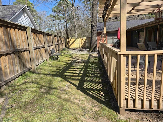 view of yard featuring a fenced backyard
