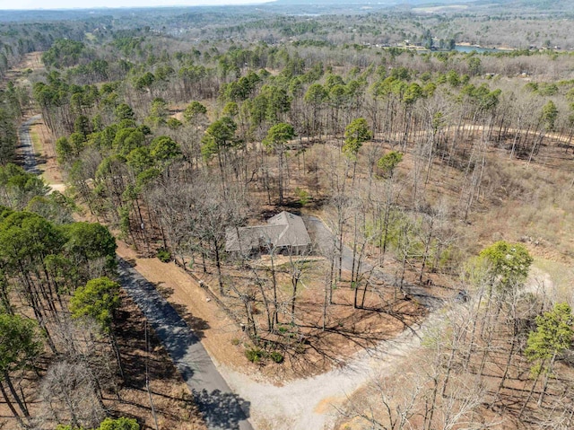 bird's eye view featuring a view of trees
