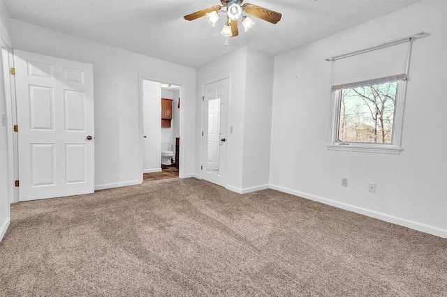 120 Lisa Blvd, Greers Ferry, AR 72067 - unfurnished bedroom with baseboards, ceiling fan, a textured ceiling, carpet flooring, and connected bathroom