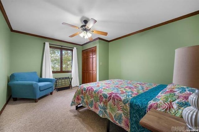 103 River Bend Rd, Hot Springs, AR 71913 - bedroom with a closet, carpet floors, ceiling fan, and crown molding
