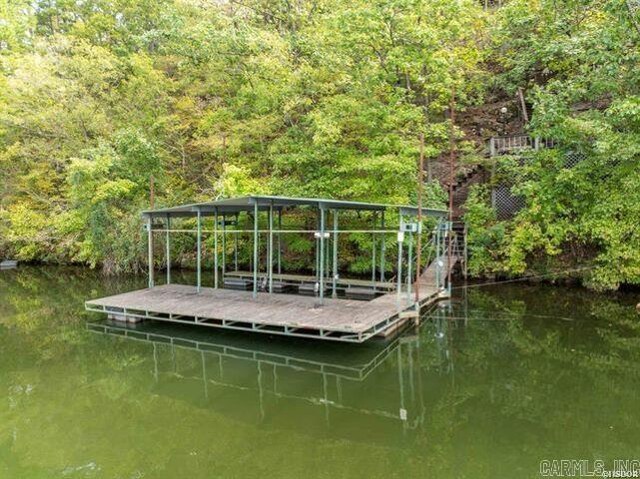 103 River Bend Rd, Hot Springs, AR 71913 - dock area with a forest view and a water view