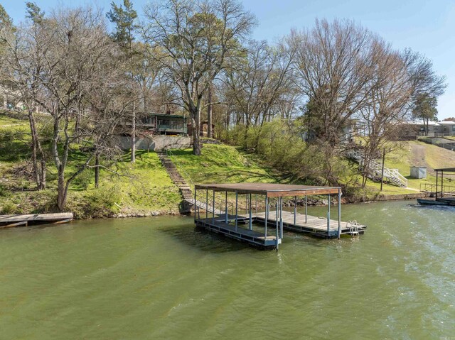 205 Ledgerock, Hot Springs, AR 71913 - view of dock featuring stairs and a water view