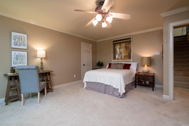 33 Greathouse Bend Dr, Little Rock, AR 72207 - bedroom with a ceiling fan, baseboards, carpet floors, and ornamental molding