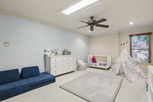 33 Greathouse Bend Dr, Little Rock, AR 72207 - carpeted bedroom featuring recessed lighting, crown molding, and ceiling fan