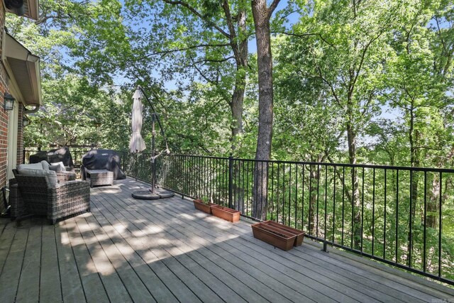 33 Greathouse Bend Dr, Little Rock, AR 72207 - wooden terrace with grilling area