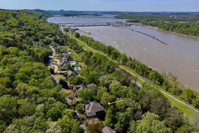 33 Greathouse Bend Dr, Little Rock, AR 72207 - drone / aerial view featuring a water view and a wooded view