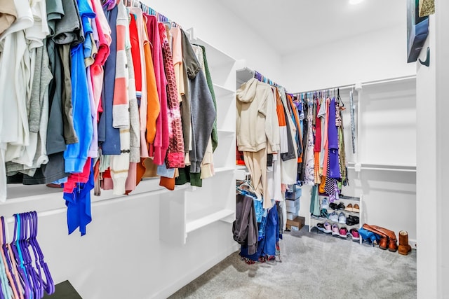 spacious closet with carpet flooring