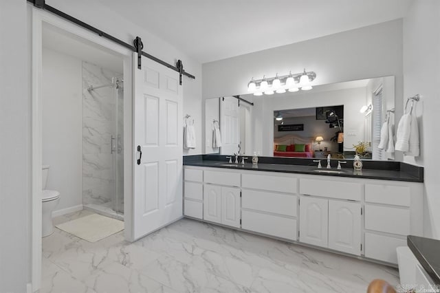 100 Bon Air Pt, Hot Springs, AR 71913 - ensuite bathroom with a shower stall, toilet, marble finish floor, and a sink