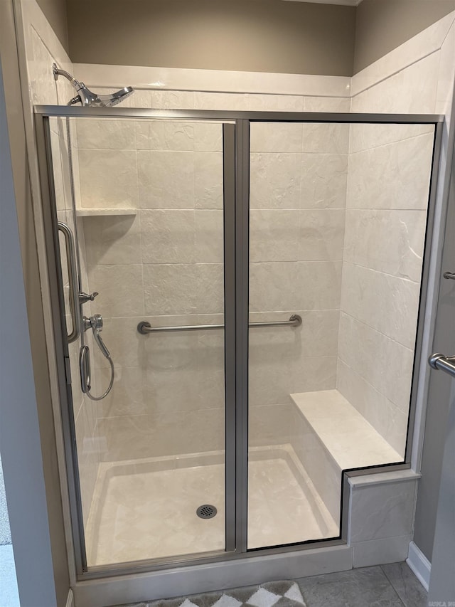 bathroom with a stall shower
