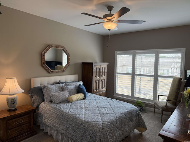 bedroom with carpet and ceiling fan