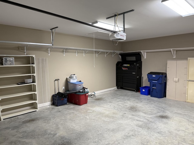 garage with a garage door opener