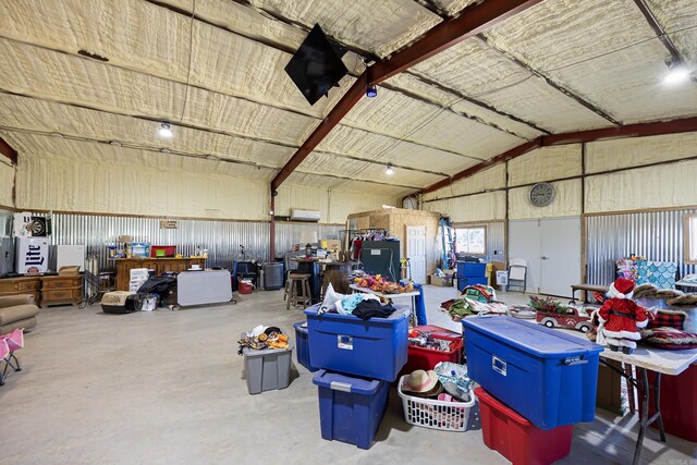 garage featuring metal wall
