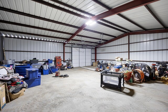 garage featuring metal wall
