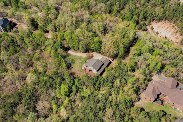 aerial view featuring a forest view