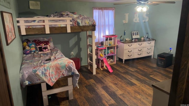 344 Rockwood Ln, Clinton, AR 72031 - bedroom with ceiling fan and wood finished floors
