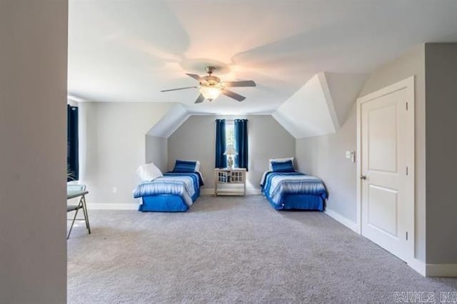 41 Rivers Edge Cv, Heber Springs, AR 72543 - bedroom featuring a ceiling fan, carpet floors, baseboards, and vaulted ceiling
