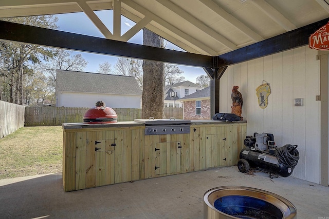 6006 Shadyside, Texarkana, TX 75503 - view of patio with a fenced backyard, grilling area, and area for grilling