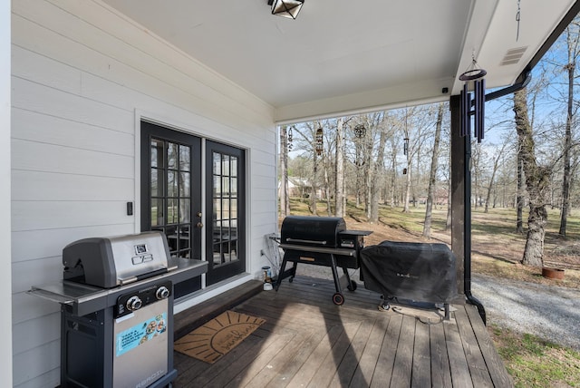 8 Allen Pt, Perryville, AR 72126 - wooden deck featuring french doors, grilling area, and visible vents