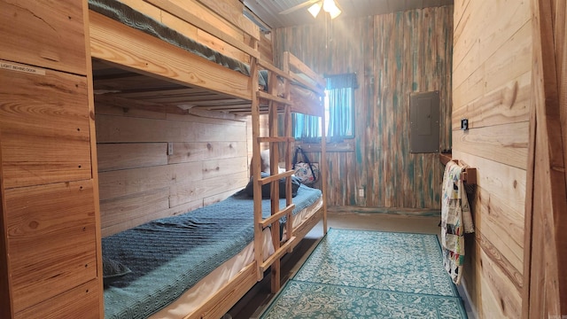 44 Duncan Ln, Story, AR 71970 - bedroom with electric panel and wood walls