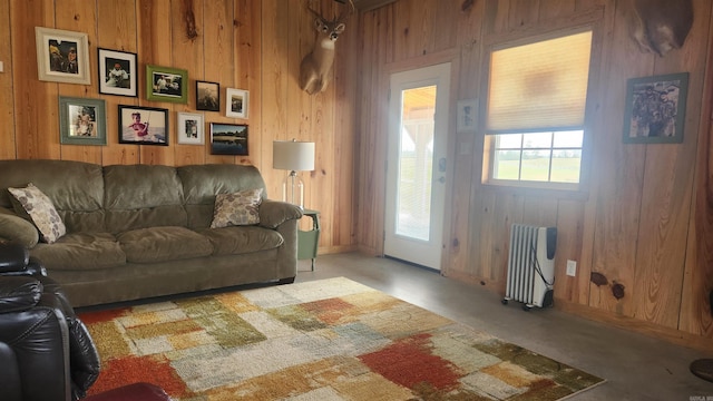 44 Duncan Ln, Story, AR 71970 - living room with wood walls and radiator heating unit
