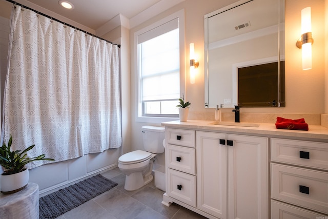 18 Ensbury Pl, Little Rock, AR 72223 - bathroom with toilet, vanity, tile patterned floors, and visible vents