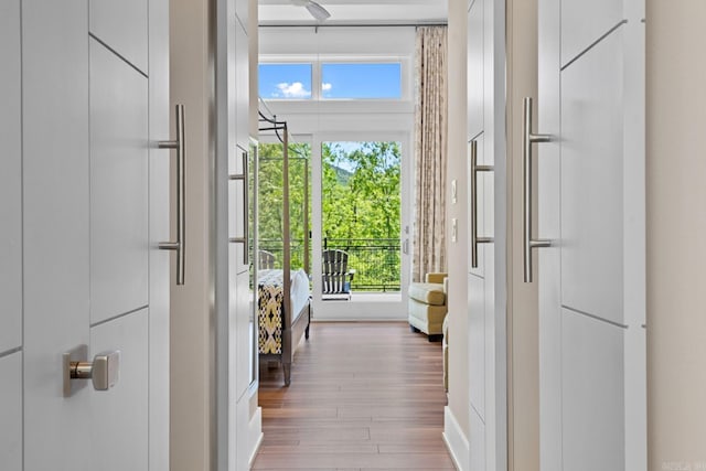 doorway to outside featuring wood finished floors