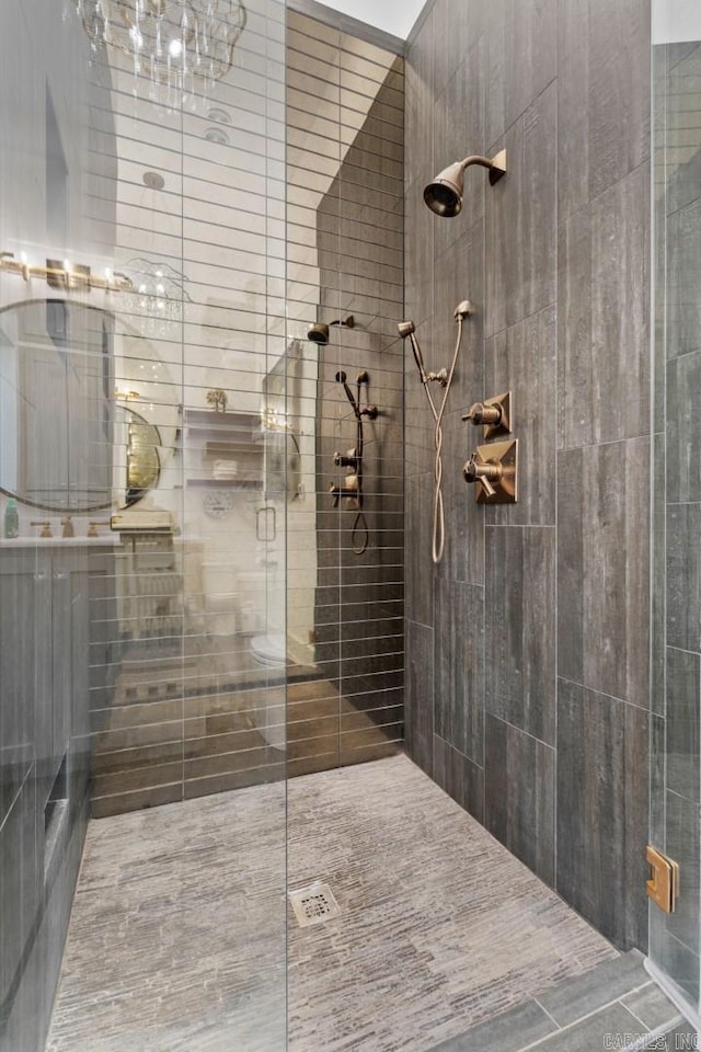bathroom featuring a shower stall