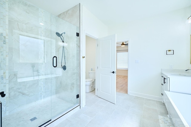 9 Marchwood Cv, Little Rock, AR 72210 - full bathroom with a stall shower, baseboards, toilet, and vanity